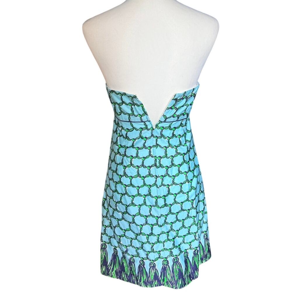 Lilly Pulitzer Bowen Tassel Blue & Green mini dress size 2 - Picture 3 of 5